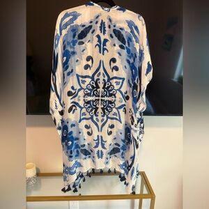 Blue and White Floral Women's Top